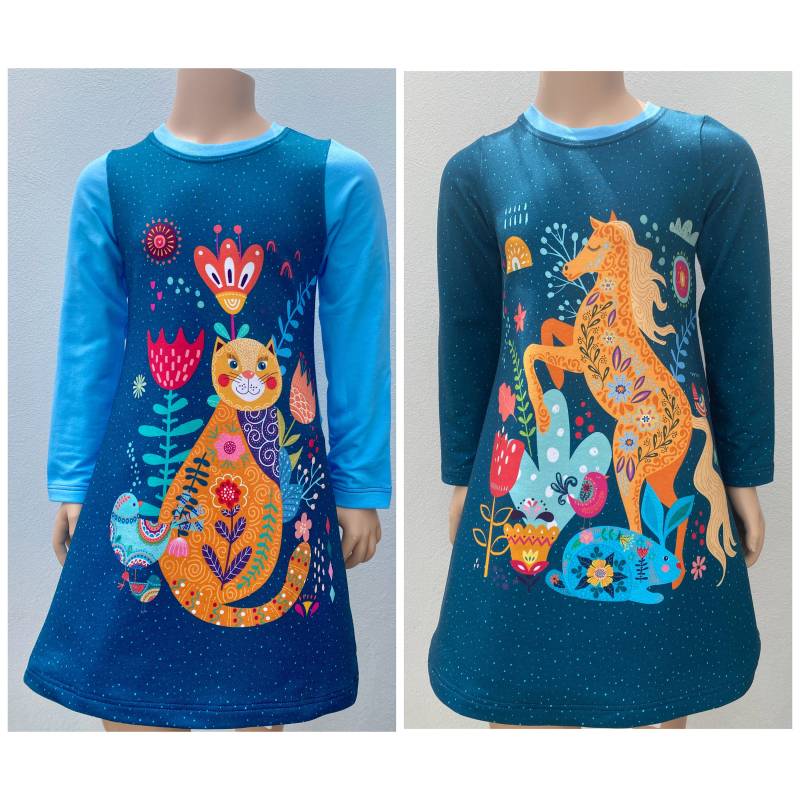 Kleid Longpulli Sweatkleid Pferd Oder Katze von FadenzauberbyAntje