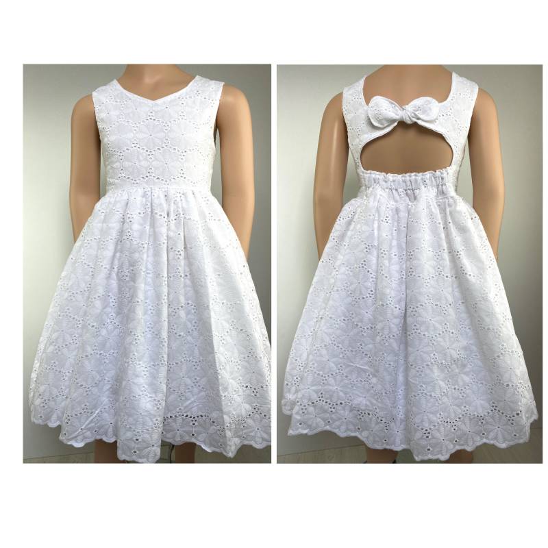 Kleid Sommerkleid Baumwollkleid Drehkleid Lochspitze Weiß von FadenzauberbyAntje