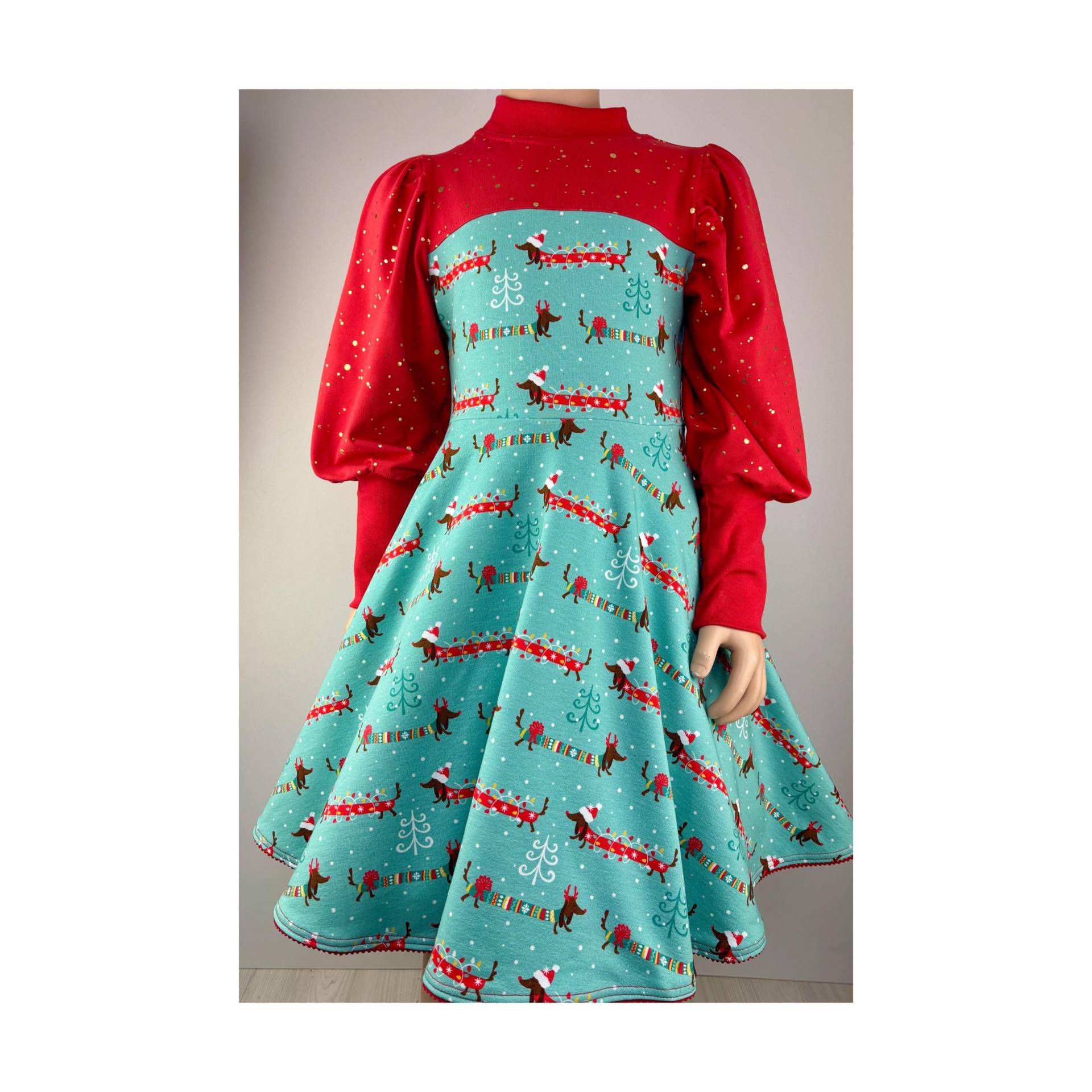 Lustiges Weihnachtskleid Mit Weihnachtsdackel Und Glitzer von FadenzauberbyAntje