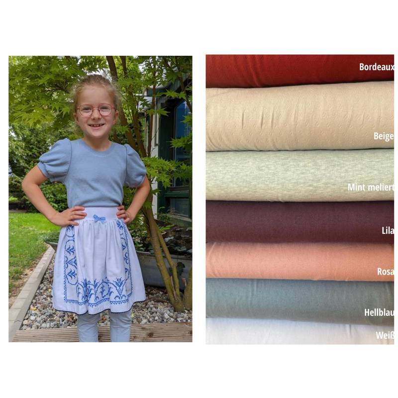 Shirt Puffärmel Ajourjersey Basicshirt Farbwahl von FadenzauberbyAntje