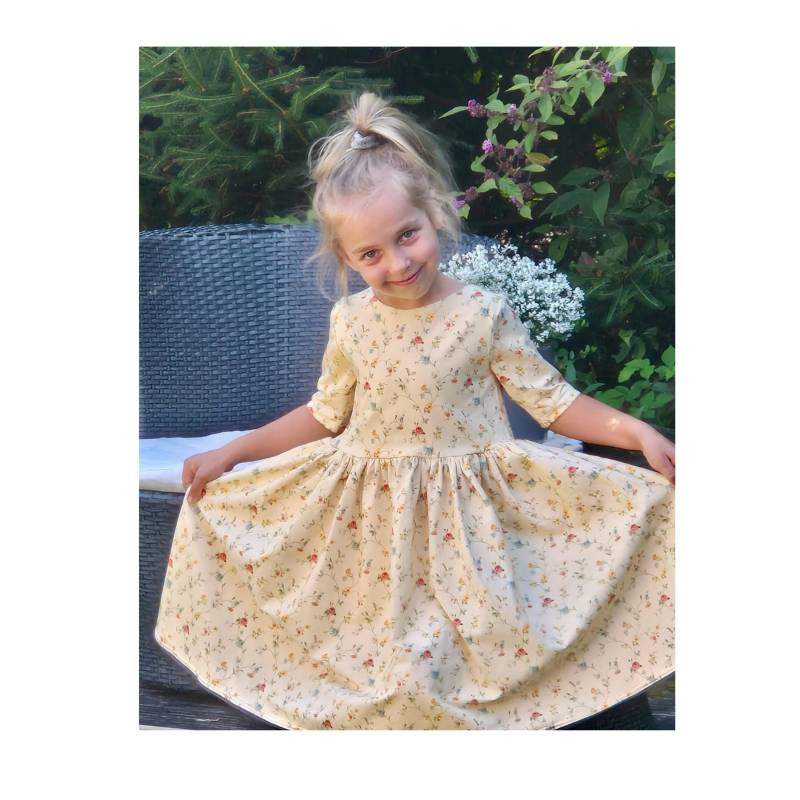 Sommerkleid Drehkleid Ärmel Lang Oder Kurz Blumen Gelb Rosa von FadenzauberbyAntje