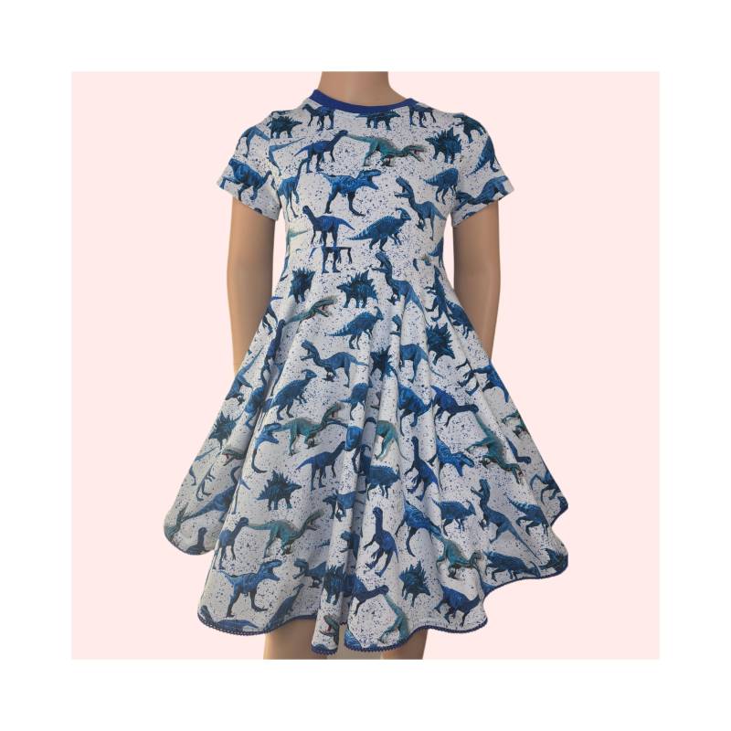 Sommerkleid Drehkleid Dinos Dinosauerier Blau von FadenzauberbyAntje