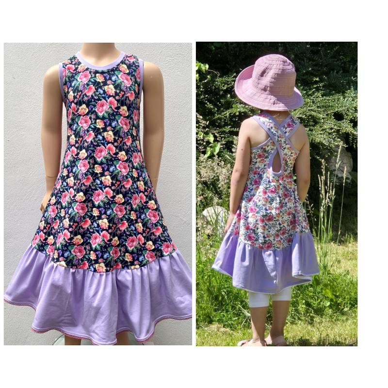 Sommerkleid Drehkleid Strandkleid Jerseykleid Rosen Weiß von FadenzauberbyAntje