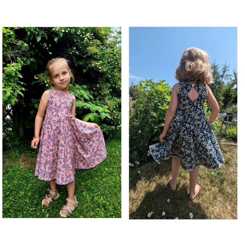 Sommerkleid Drehkleid Tellerkleid Blümchen Rosa, Blau, Senf, Grün von FadenzauberbyAntje