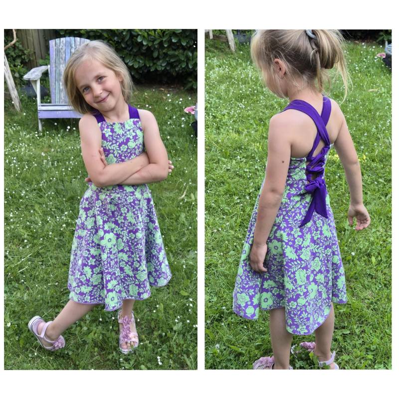 Sommerkleid Drehkleid Tellerkleid Kleid Mit Tellerrock Schleife Rot/Pink Oder Lila/Grün von FadenzauberbyAntje