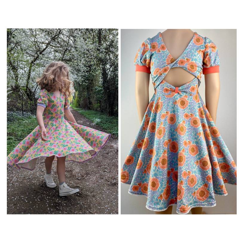 Sommerkleid Jerseykleid Drehkleid Strandkleid Retro Blumen Farbwahl von FadenzauberbyAntje