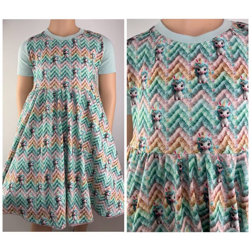 Sommerkleid Kurzarmkleid Baumwollkleid Drehkleid Kleines Einhorn von FadenzauberbyAntje