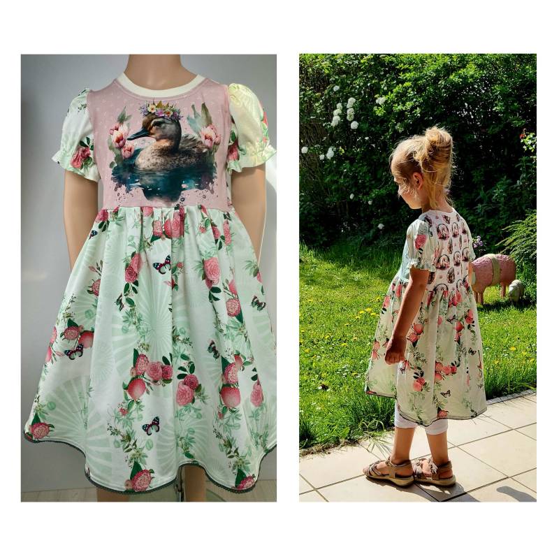Sommerkleid Mädchenkleid Baumwollkleid Osterkleid Ente Oder Schwan Pastell von FadenzauberbyAntje