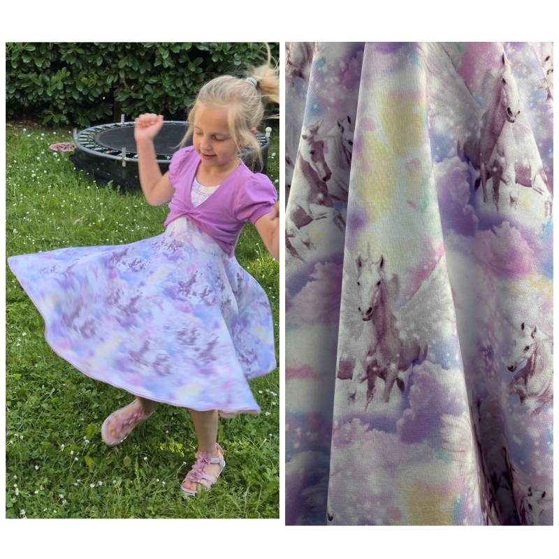 Tellerkleid Jerseykleid Festkleid Langarm Oder Kurzarm Bolero Lagenlook Einhorn von FadenzauberbyAntje