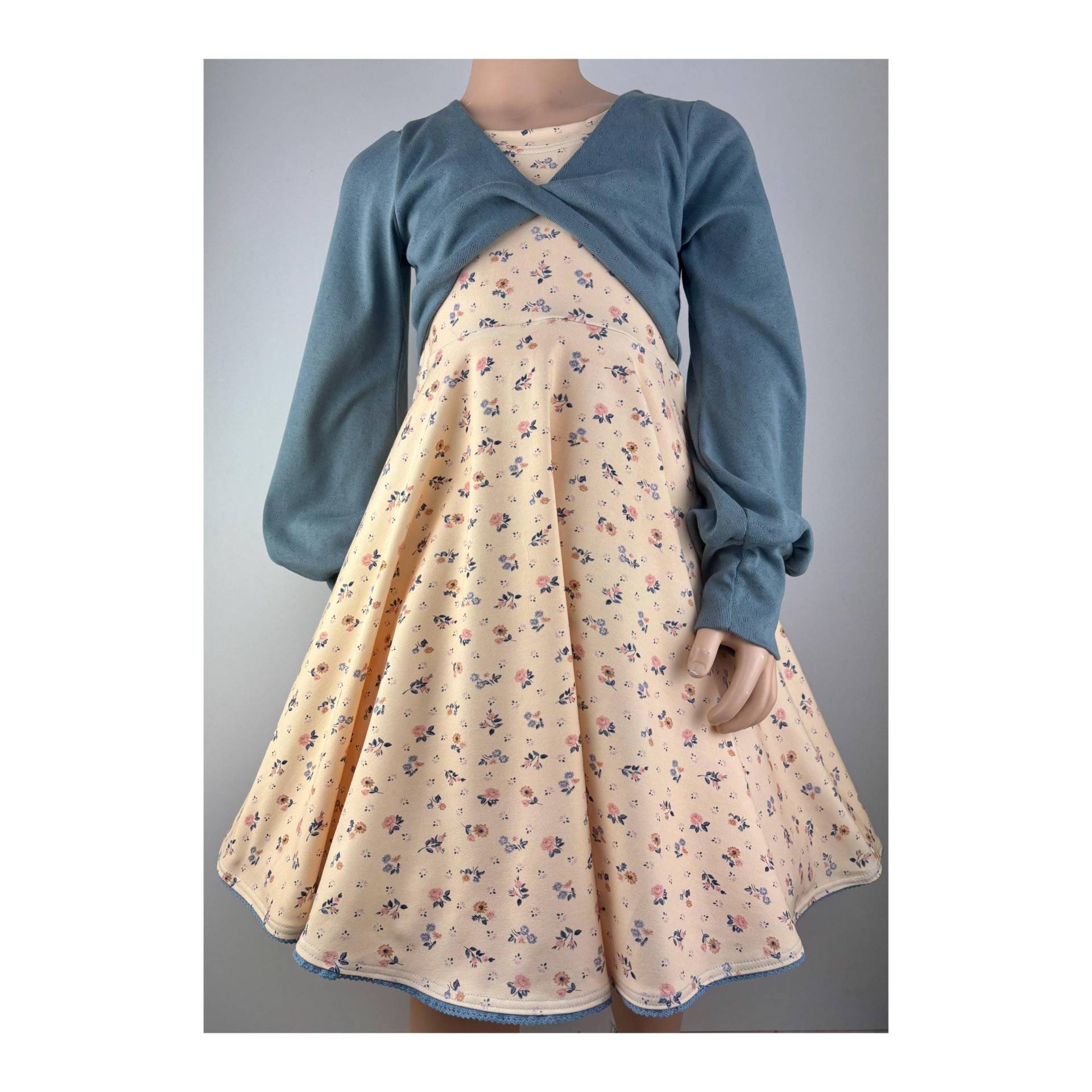 Tellerkleid Mit Bolero Zum Drehen Butteryellow Gelb Blau von FadenzauberbyAntje