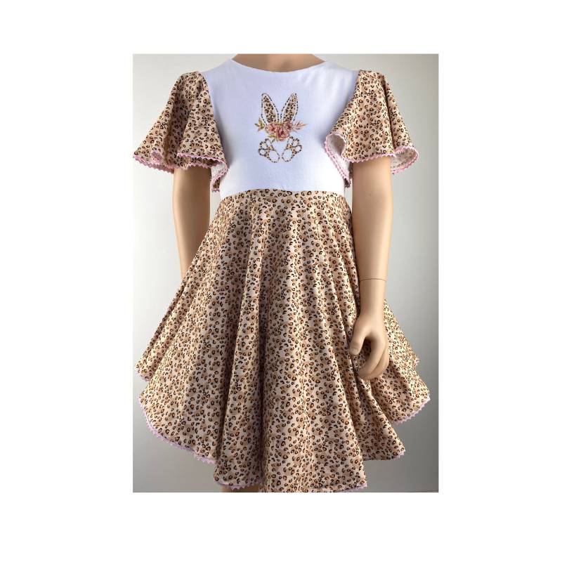 110/116 Tellerkleid Sommerkleid Kleid Osterkleid Hase von FadenzauberbyAntje