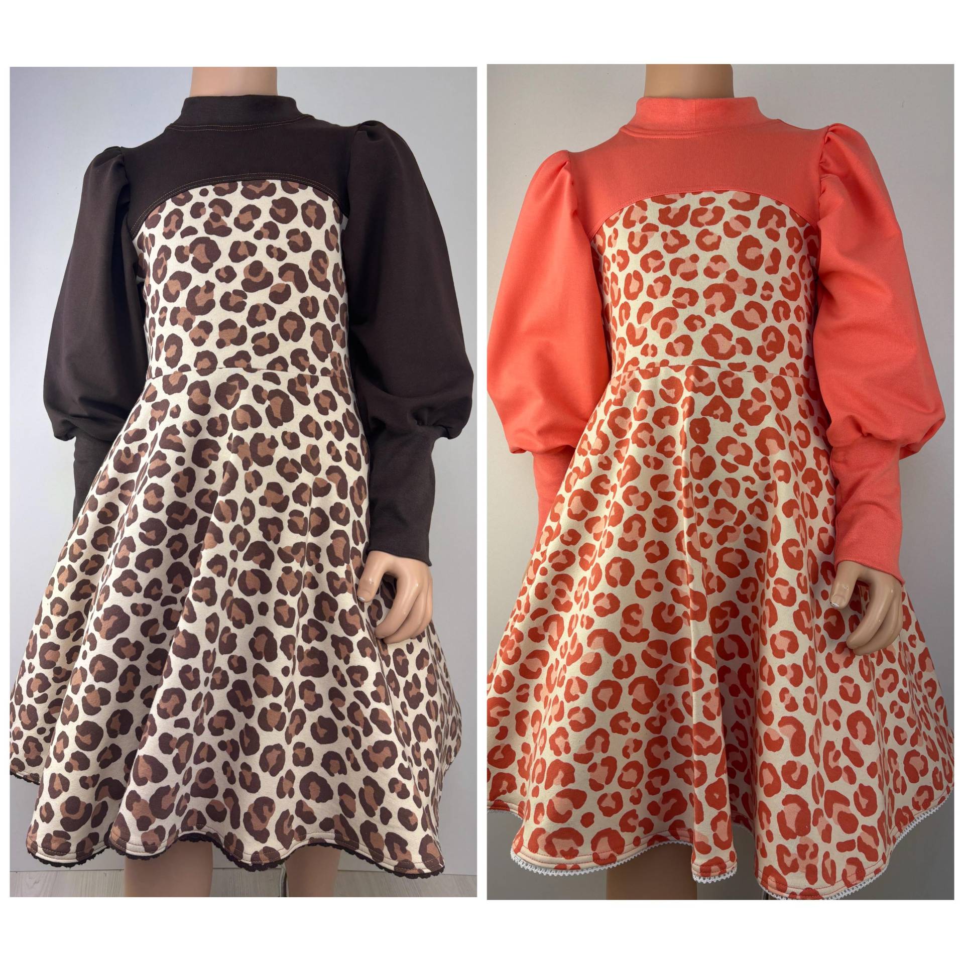 Wildes Winterkleid Mit Leoprint Aus Sweat in Farbvarianten von FadenzauberbyAntje