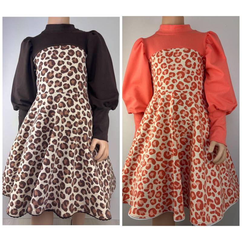 Wildes Winterkleid Mit Leoprint Aus Sweat in Farbvarianten von FadenzauberbyAntje
