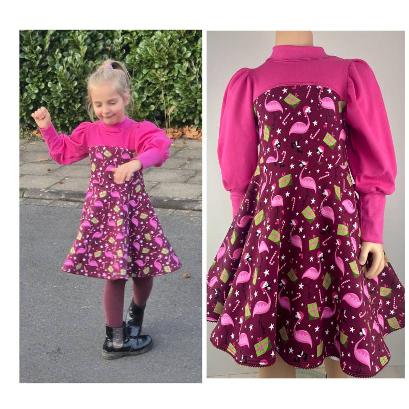 Witziges Weihnachtskleid Mit Flamingos in Pink von FadenzauberbyAntje