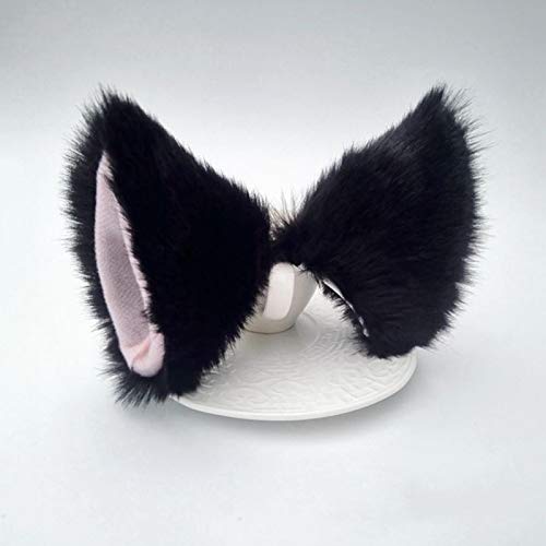 1 Paar Plüsch-Katzenohren Haarspange Katzenohren Kopfbedeckung Kostüm Haarspange Cosplay Kleidung Cosplay Party Kostüm Kopfbedeckung Niedliche Tierhaarnadeln Handgemachte Katze Kopfschmuck (Schwarz) von Faderr