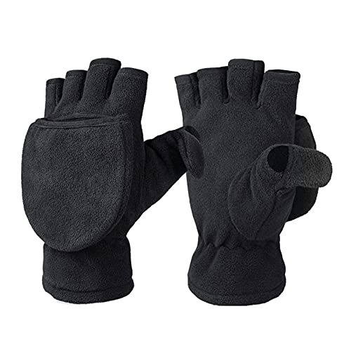 Winterhandschuhe, 1 Paar Winter Warme Handschuhe, Fingerlose Polar Fleece Handschuhe Fäustlinge, Fingerlose Warme Handschuhe Winddichte Handschuhe Mit Flip Cover für Männer Frauen von Faderr