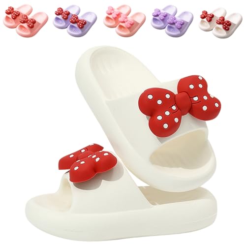 Badelatschen Kinder Bogen Badeschlappen Mädchen Jungen Dinosaurier Badeschuhe Rutschfest Kinder Schlappen für Drinnen und Draußen Sommer Hausschuhe Weiß 20/21 EU (150 CN) von Fadezar
