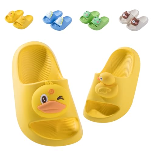 Badelatschen Kinder Flache Sommer Hausschuhe Jungen Mädchen Dusch Badeschuhe Strand Pantoletten Slippers Eltern-Kind Sandalen Leicht Anti-rutsch Badeschlappen Gelb 762 34 (Etikettengröße 220mm) von Fadezar