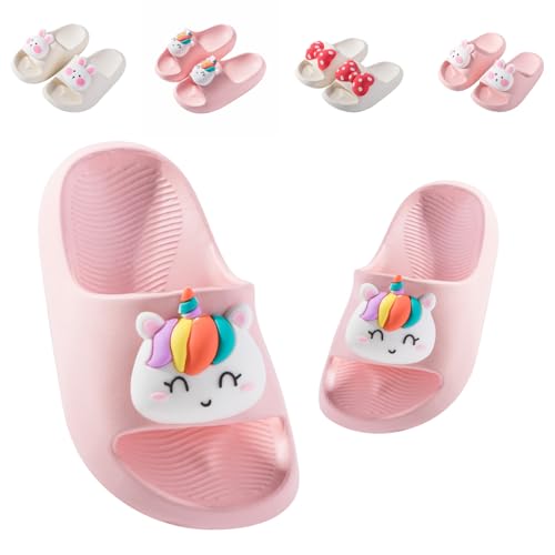 Badelatschen Kinder Flache Sommer Hausschuhe Jungen Mädchen Dusch Badeschuhe Strand Pantoletten Slippers Eltern-Kind Sandalen Leicht Anti-rutsch Badeschlappen Katze Rosa 23 (Etikettengröße 150mm) von Fadezar