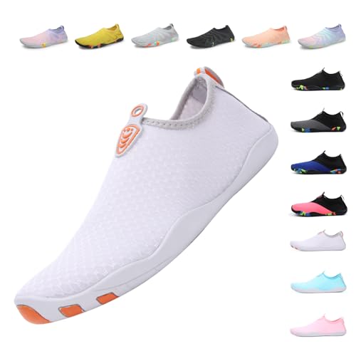 Unisex Badeschuhe Damen Schwimmschuhe Herren Wasserschuhe, Schnell Trocknend Leicht Atmungsaktiv Aquaschuhe EU 668 GrauEU 37 von Fadezar