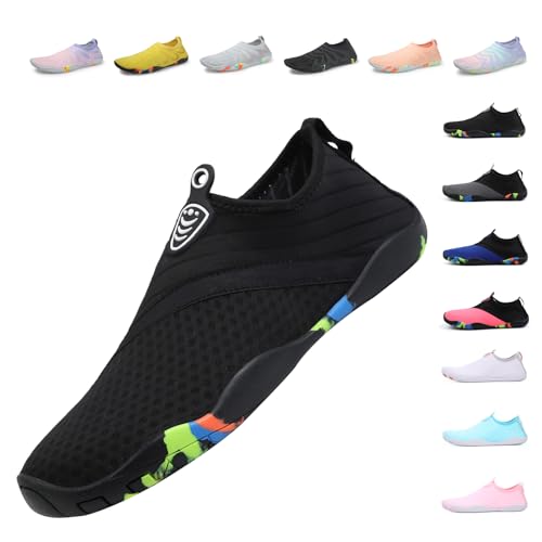 Unisex Badeschuhe Damen Schwimmschuhe Herren Wasserschuhe, Schnell Trocknend Leicht Atmungsaktiv Aquaschuhe EU Schwarz EU 38 Unisex Badeschuhe Damen Schwimmschuhe Herren Wasserschuhe, Schnell Trocknend Leicht Atmungsaktiv Aquaschuhe EU Schwarz EU 38 von Fadezar