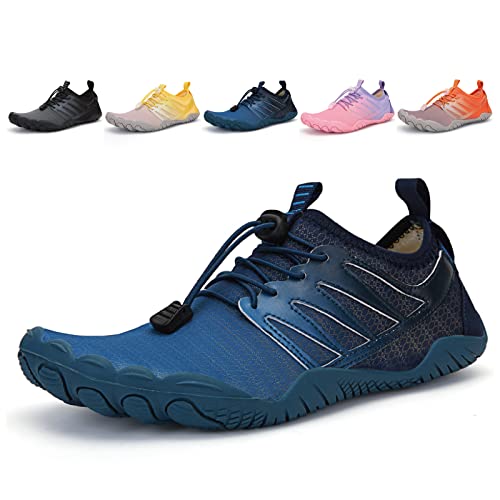 Fadezar Barfußschuhe Damen Herren Wasserschuhe Atmungsaktiv rutschfest Schwimmschuhe Aquaschuhe 36-47 Blau EU 44 von Fadezar