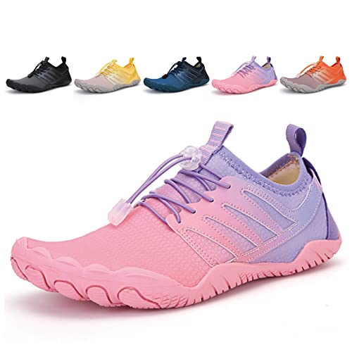 Fadezar Barfußschuhe Damen Herren Wasserschuhe Atmungsaktiv rutschfest Schwimmschuhe Aquaschuhe 36-47 Lila EU 40 von Fadezar