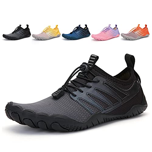 Fadezar Barfußschuhe Damen Herren Wasserschuhe Atmungsaktiv rutschfest Schwimmschuhe Aquaschuhe 36-47 Schwarz EU 36 von Fadezar