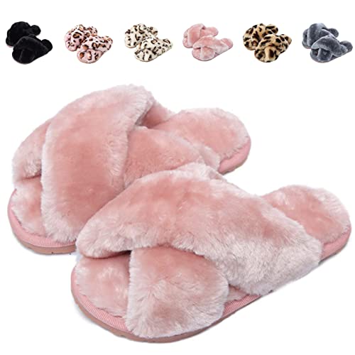 Fadezar Hausschuhe Damen Mädchen Winter Warm Plüsch Pantoffeln Kuschelige Flauschige Hausschuhe Weich Bequeme rutschfeste Slippers für Kinder 01 Rosa EU 35/36 (Etikettengröße 36/37) von Fadezar