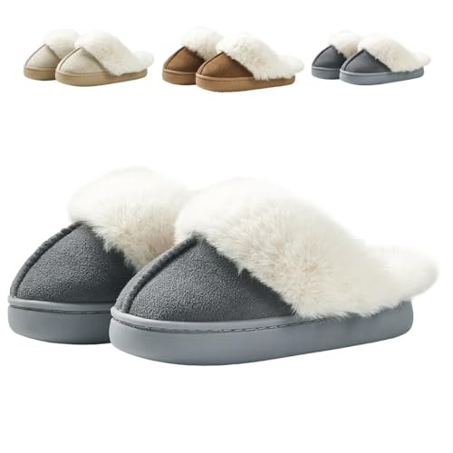 Fadezar Hausschuhe Kinder Junge Mädchen Warme Plüsch Pantoffeln Weiche Bequeme Rutschfest Hausschuhe Slippers Blau 33-34 (220mm) von Fadezar