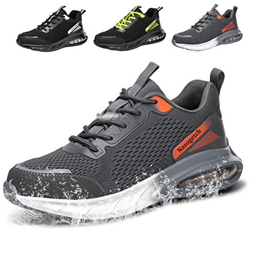 Fadezar Sicherheitsschuhe Herren Damen Wasserdicht Arbeitsschuhe Herren Leicht Atmungsaktiv Stahlkappenschuh Sportlich rutschfest Arbeitsturnschuhe Grau EU 39 von Fadezar