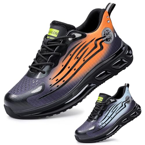 Fadezar Sicherheitsschuhe Herren Leichte Arbeitsschuhe Herren Damen Sportliche Atmungsaktive Stahlkappenschuhe rutschfeste Arbeitsturnschuhe Q1 Orange EU 36 von Fadezar