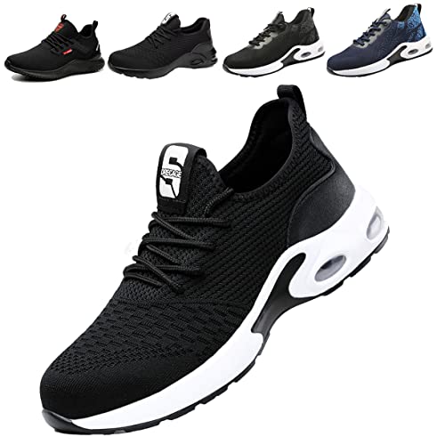 Fadezar Sicherheitsschuhe Herren Leichte Arbeitsschuhe Herren Damen Sportliche Atmungsaktive Stahlkappenschuhe rutschfeste Arbeitsturnschuhe 01 Schwarz EU 37 von Fadezar