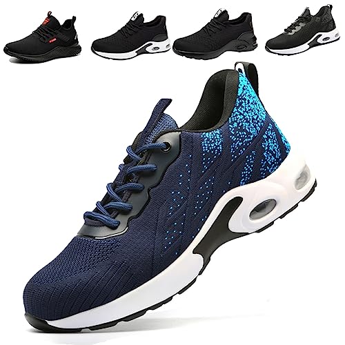 Fadezar Sicherheitsschuhe Herren Leichte Arbeitsschuhe Herren Damen Sportliche Atmungsaktive Stahlkappenschuhe rutschfeste Arbeitsturnschuhe 02 Blau EU 43 von Fadezar