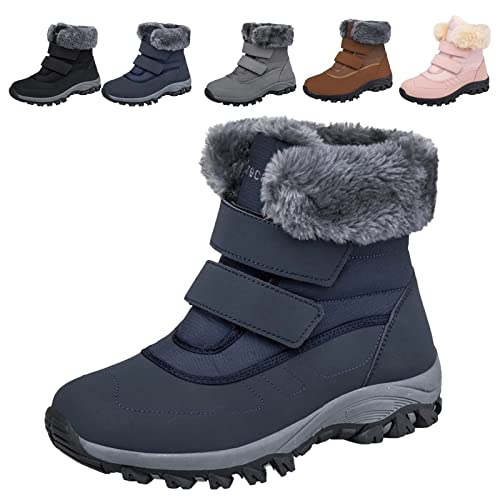 Fadezar Winterstiefel Damen Gefüttert Warme Winterschuhe Wasserdicht Schneestiefel Draussen Trekkingschuhe Boots Rutschfest Leichte Blau 40 EU von Fadezar