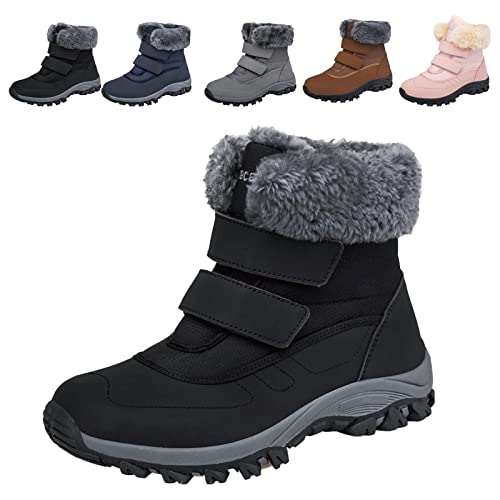 Fadezar Winterstiefel Damen Gefüttert Warme Winterschuhe Wasserdicht Schneestiefel Draussen Trekkingschuhe Boots Rutschfest Leichte Schwarz 42 EU von Fadezar
