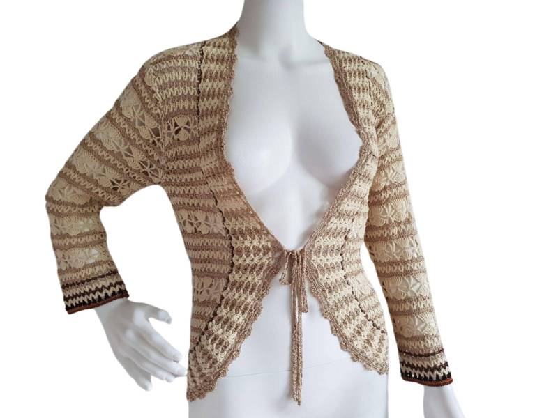 Vintage Crochet Crop Top Strickjacke Von Kello Frauen Größe S von FadoVintageShop