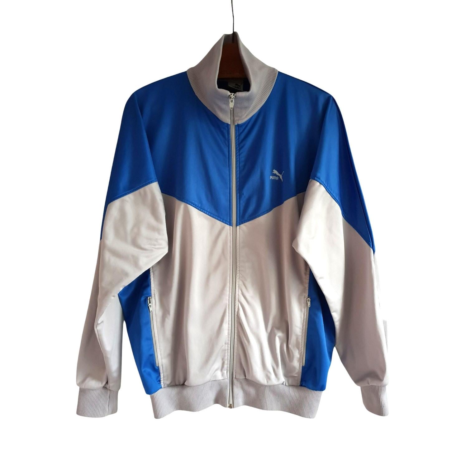 Vintage Puma Jacke Bomberjacke Oldschool Blau Grau Größe M/L von FadoVintageShop