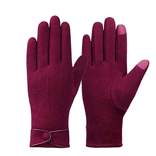 Fadsace Frauen Winter Handschuhe Warm Winddicht Touchscreen Handschuhe für Mädchen Winter Mit Empfindlichen Touchscreen SMS Finger, weinrot, 38 von Fadsace