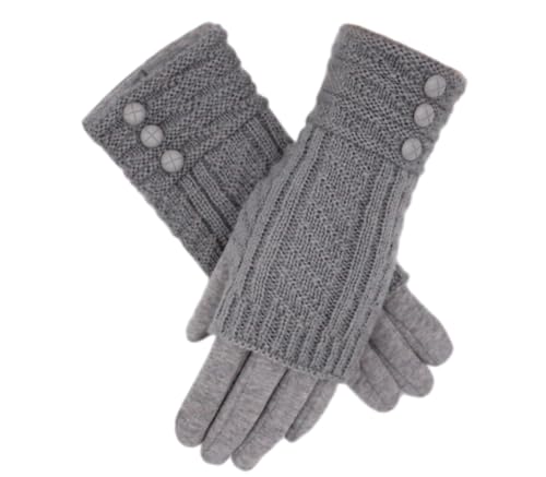 Fadsace Touchscreen-Strickhandschuhe, Texting-Handschuhe, dicke Baumwolle, ohne Finger, 2-in-1 Design (Grau) von Fadsace