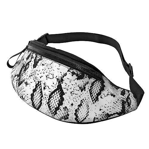 Bauchtasche mit Bauernhoftier-Motiv, Bauchtasche mit verstellbarem Gürtel für Männer und Frauen, Sport, Laufen, Wandern, Joggen, Schlangenhaut Schwarz und Weiß, Einheitsgröße von Faduni