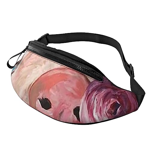 Bauchtasche mit Schwein-Motiv, mit verstellbarem Gürtel für Männer und Frauen, Sport, Laufen, Wandern, Joggen, Malerei Blume Schwein, Einheitsgröße von Faduni