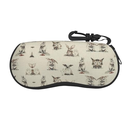 Brillenetui, Motiv: bunte Buspalme, tragbarer Reißverschluss, Sonnenbrillenetui, für Männer und Frauen oder Kinder, Kaninchenhintergrund, One size von Faduni