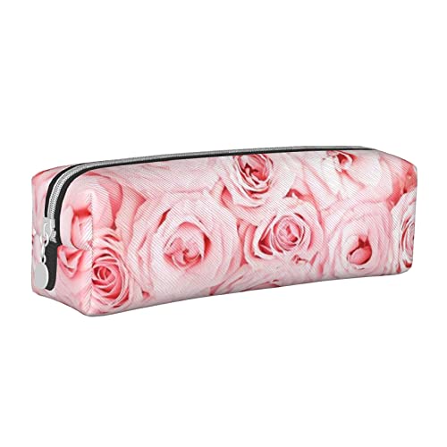 Faduni Niedliches Federmäppchen aus Leder, Motiv: Schneemann – halten Sie Ihre Schreibwaren organisiert, Rosa frische Rosen, Einheitsgröße, Taschen-Organizer von Faduni