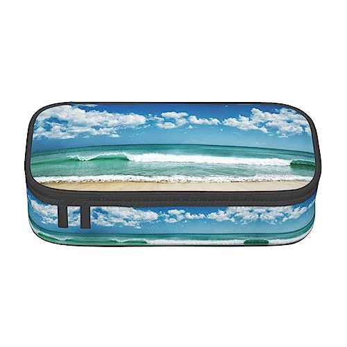 Faduni Niedliches Federmäppchen mit Erdbeere, großes Fassungsvermögen, Stifteetui, Schulbedarf, Geschenk für Schüler, Mädchen, Jungen, Erwachsene, Teenager, Beach White Clouds, Einheitsgröße, von Faduni