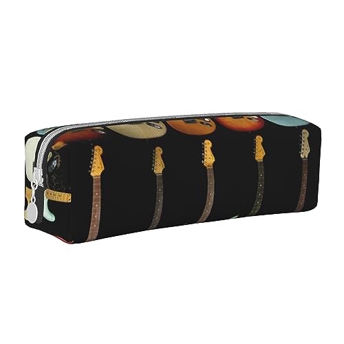 Faduni Stylisches Federmäppchen aus Leder mit verschiedenen Arten von Eidechsen – halten Sie Ihre Schreibwaren organisiert, Kunst-Gitarren-Muster, Einheitsgröße, Taschen-Organizer von Faduni