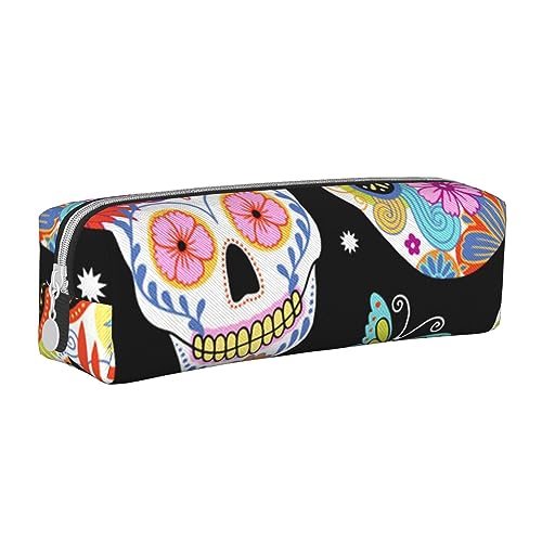 Faduni Sugar Skulls Stylisches Leder-Federmäppchen – halten Sie Ihre Schreibwaren organisiert, Sugar Skulls, Einheitsgröße, Taschen-Organizer von Faduni