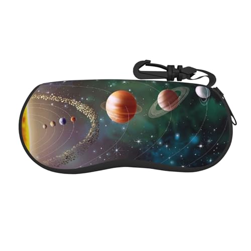 Garden Peony Tragbare Reißverschluss-Brillenetui, Sonnenbrillen-Kasten-Schutz für Männer & Frauen oder Kinder, Planet Space System, One size von Faduni