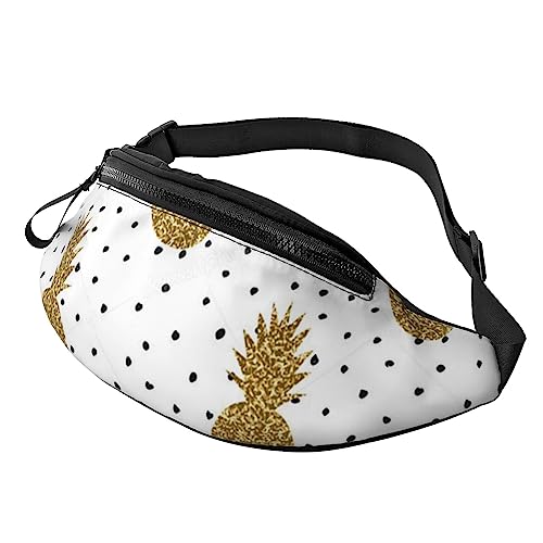 Gürteltasche aus Bambus, mit verstellbarem Gürtel für Männer und Frauen, Sport, Laufen, Wandern, Joggen, Gold Glitter Ananas Obst, Einheitsgröße von Faduni