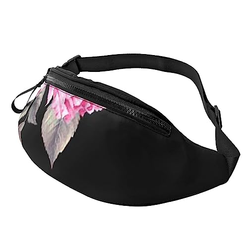 Gürteltasche mit Musiknoten, mit verstellbarem Gürtel, für Herren und Damen, Blau, für Sport, Laufen, Wandern, Joggen, Rosa Blumen, Einheitsgröße von Faduni